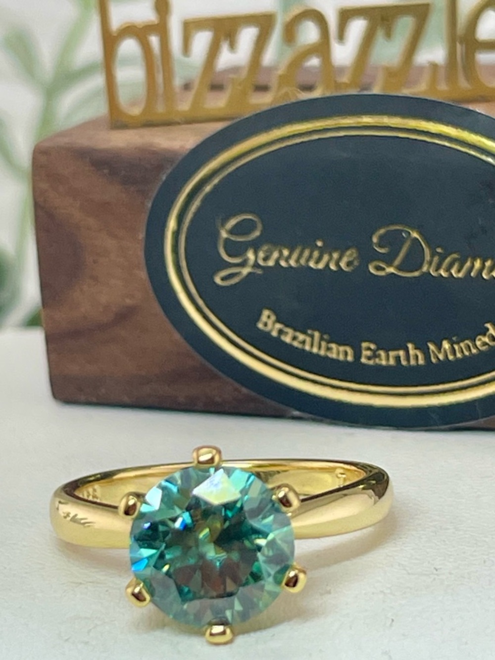 3ct Diamond Green Ring Band. Yellow Gold on 925. Size 5 6 7 8 - Picture 9 of 17